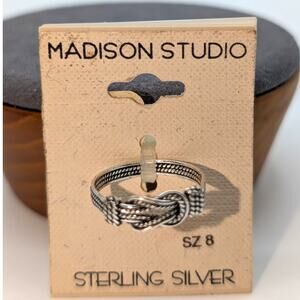 Vintage Madison Studio 925 Sterling Silver Textured Knot Ring Size 8
